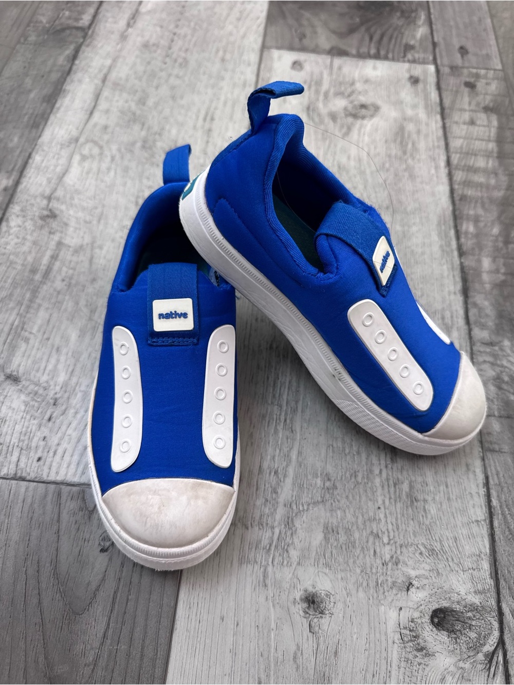 NATIVE Jefferson Hero Slip on Sneaker Unisex Toddler C12 Blue White Water Shoes